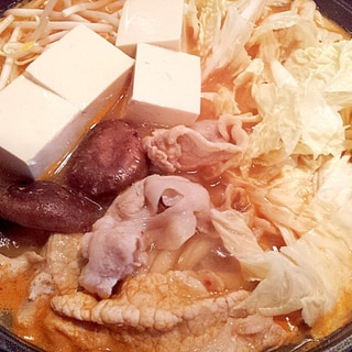 コチュジャン入りの味噌キムチ鍋